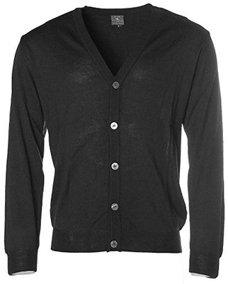 Kitaro Herren Strickjacke Strick Jacke Wolle V-Ausschnitt M schwarz X5175