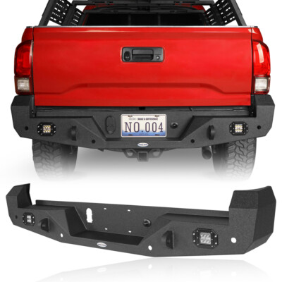 Black Steel Rear Step Bumper Bar w/ Led Lights Fit Tacoma 2016