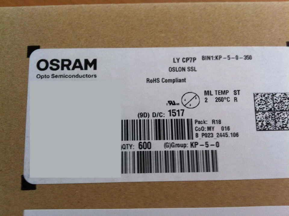 10 pieces OSRAM OSLON® SSL 80 COLOR LED YELLOW 1W 3030 LY CP7P - Image 4 of 4