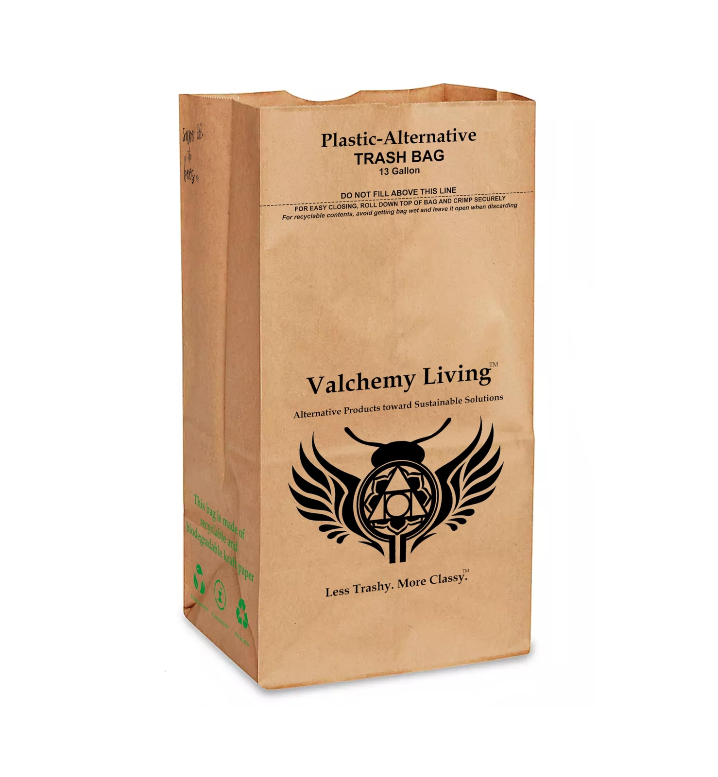 Eco-Friendly Paper Trash Bags (10 pk) | Tall kitchen 13-gallon size | Recycla...