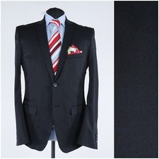 Blazer uomo nero ZARA 42R taglia UK cappotto sportivo giacca twill