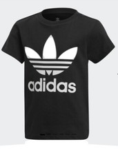 Adidas Kids TREFOIL T-shirt Age 7-8 Black-white