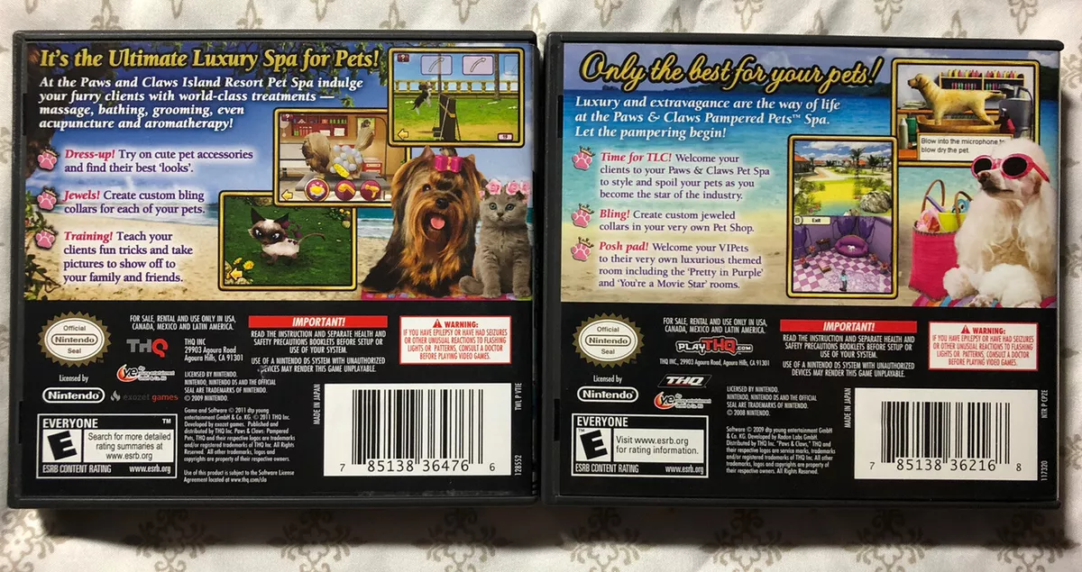 Nintendo DS Play THQ Paws & Claws Pampered Pets Game 2009