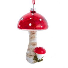 Forest Mushroom Glass Ornament 4.75"