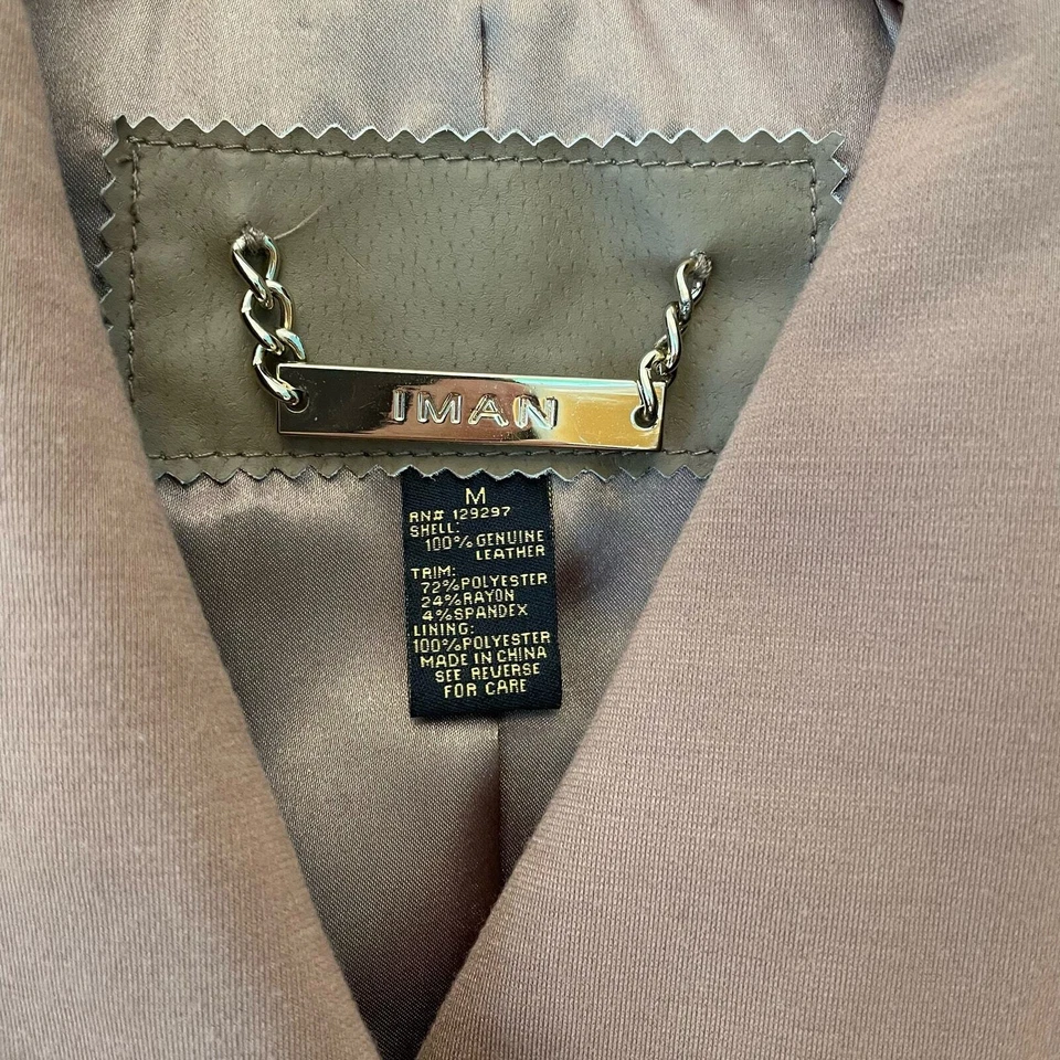 Chaqueta de moto IMAN Global Chic de cuero genuino talla M Foto 3 de 4