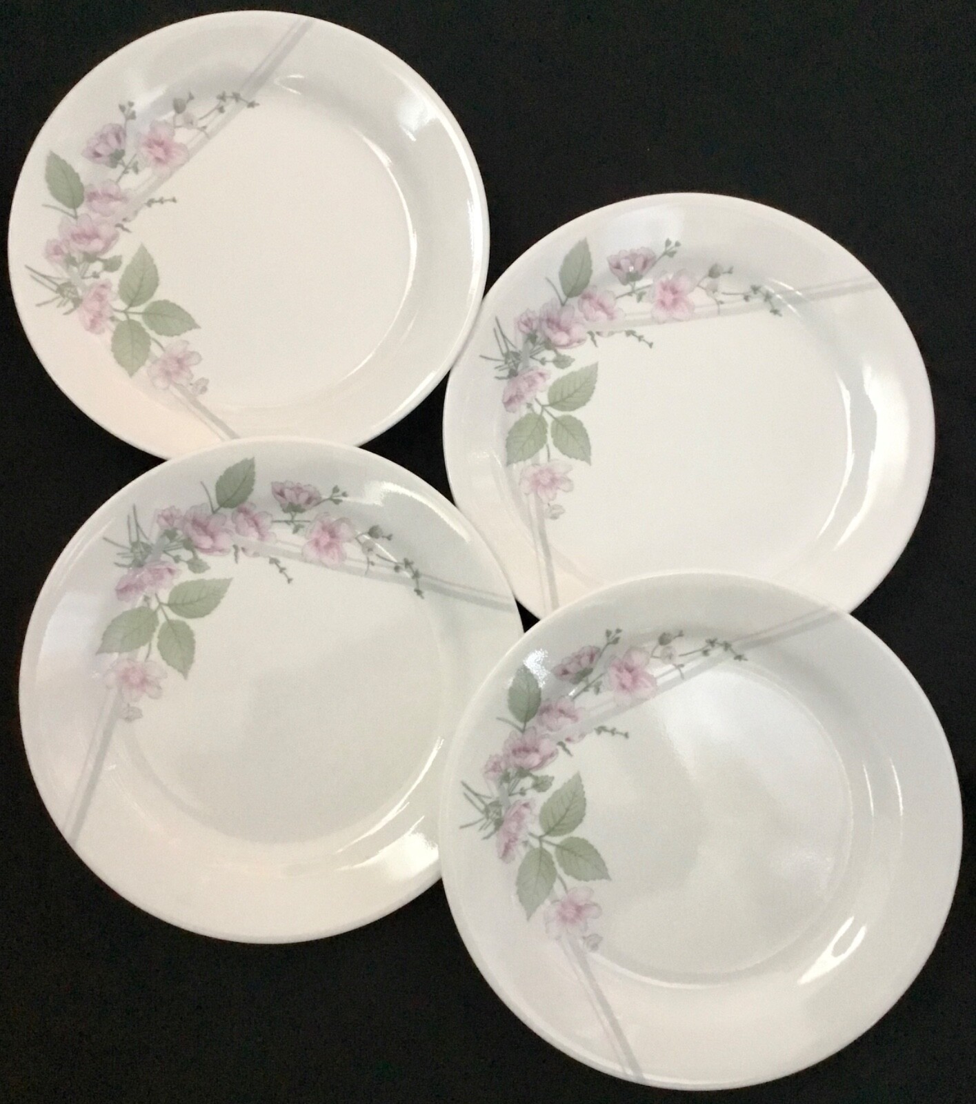CORELLE BY CORNING 'VERANDA' 47.25" SALAD DESSERT PLATES PINK FLORAL ON WHITE eBay