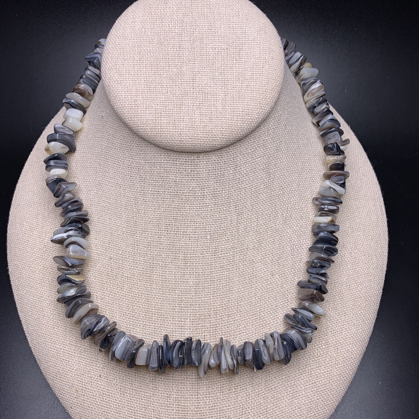 Gray Seashell Chip Necklace Shell Beach Boho Casu… - image 2