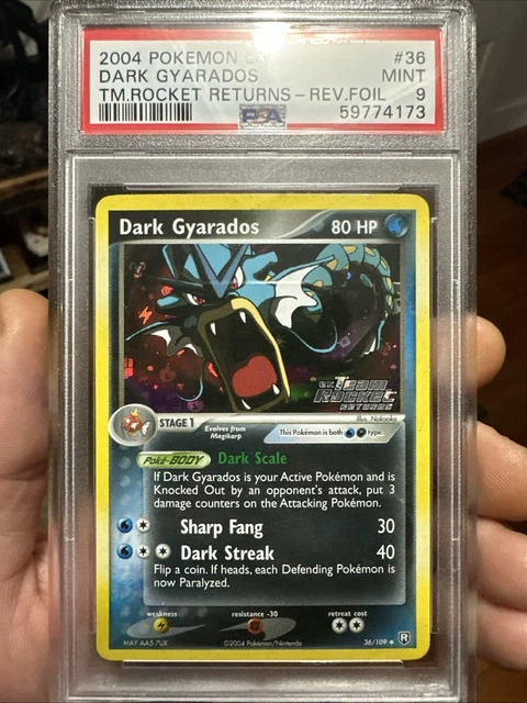 2004 POKEMON EX TEAM ROCKET RETURNS #36 DARK GYARADOS REVERSE FOIL PSA 9