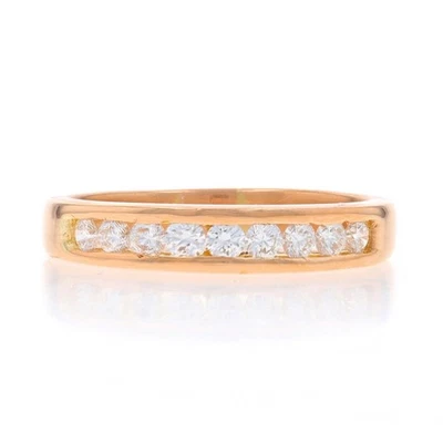 Oro Rosa Diamante Hombres Alianza - 18k Redondo .51ctw Canal Set Anillo - Imagen 1 de 4