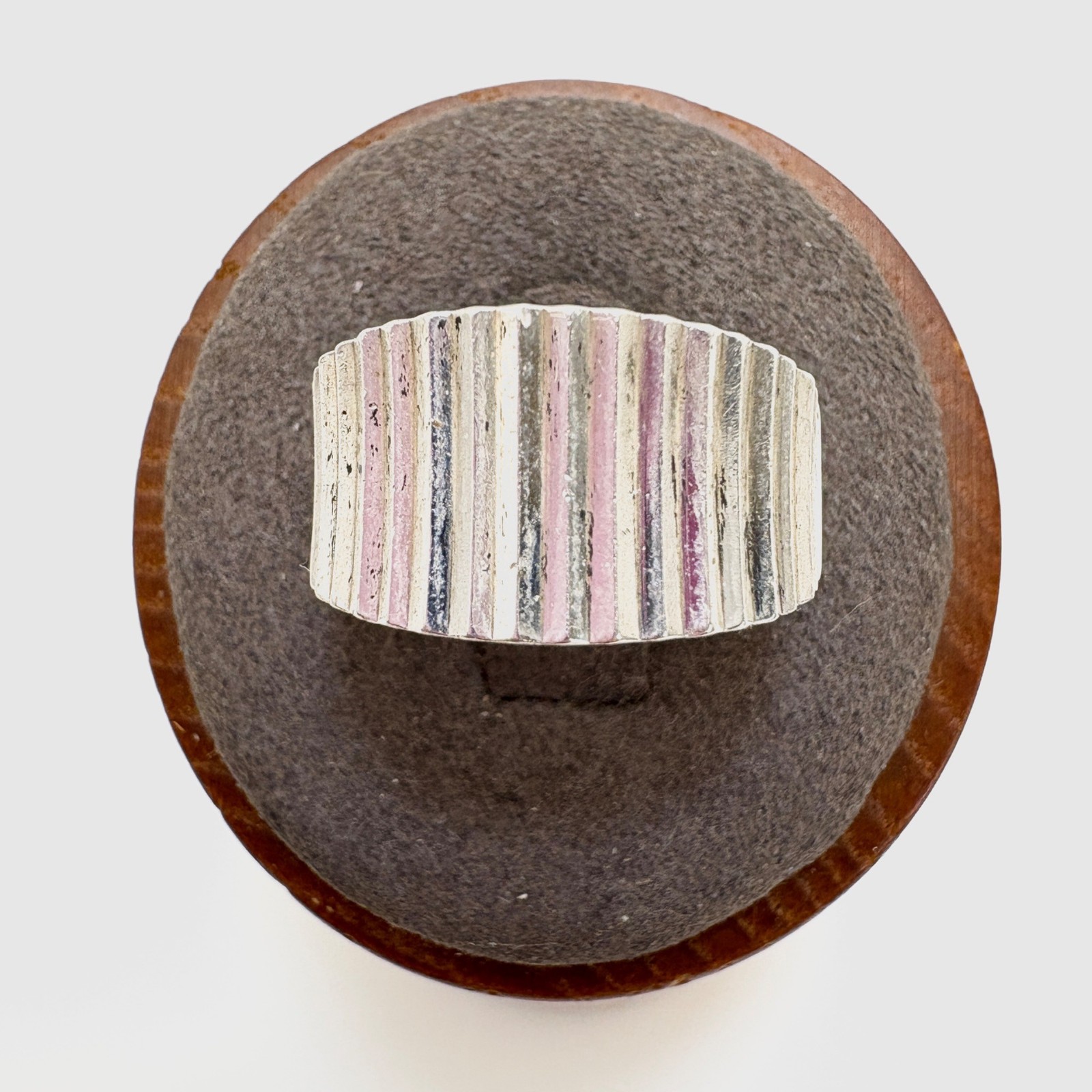 VTG Solid Sterling Silver 925 Ridged Texture Tape… - image 1