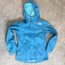 Girls Windbreaker Rain Jacket North Face M 10/12 blue teal lined dry vent