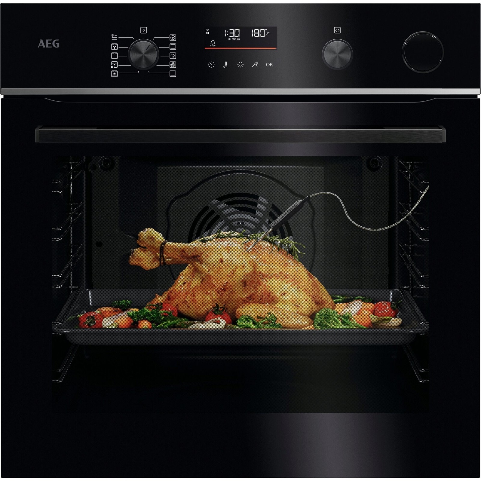 AEG Built In Electric Single Oven TR6PB521SB - 72L - Pyrolytic Cleaning - SteamCrisp - Black - Image 2