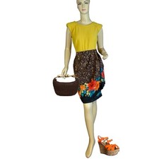 VINTAGE CIRCA 1980'S JAQUELINE FERRAR FLORAL  ANIMAL PRINT SILK SKIRT SZ 16