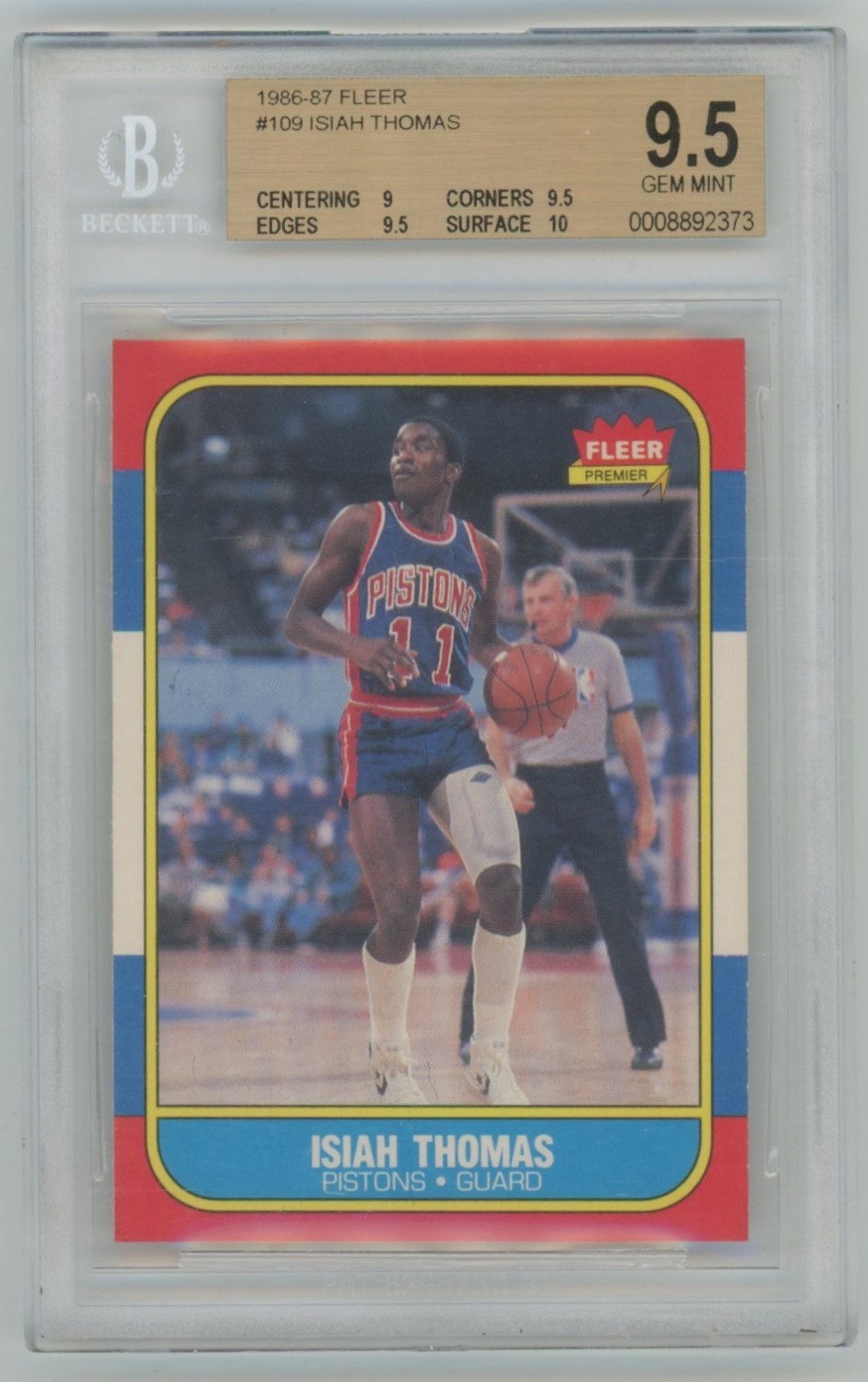 BGS 9.5 Gem Mint 1986-87 Fleer Basketball #109 Isiah Thomas RC  HOF