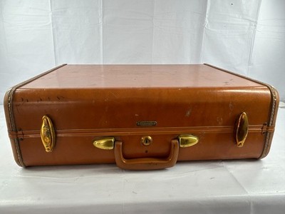 Samsonite Style 4632 Vintage Brown Vinyl Locking USA Travel Luggage Suitcase
