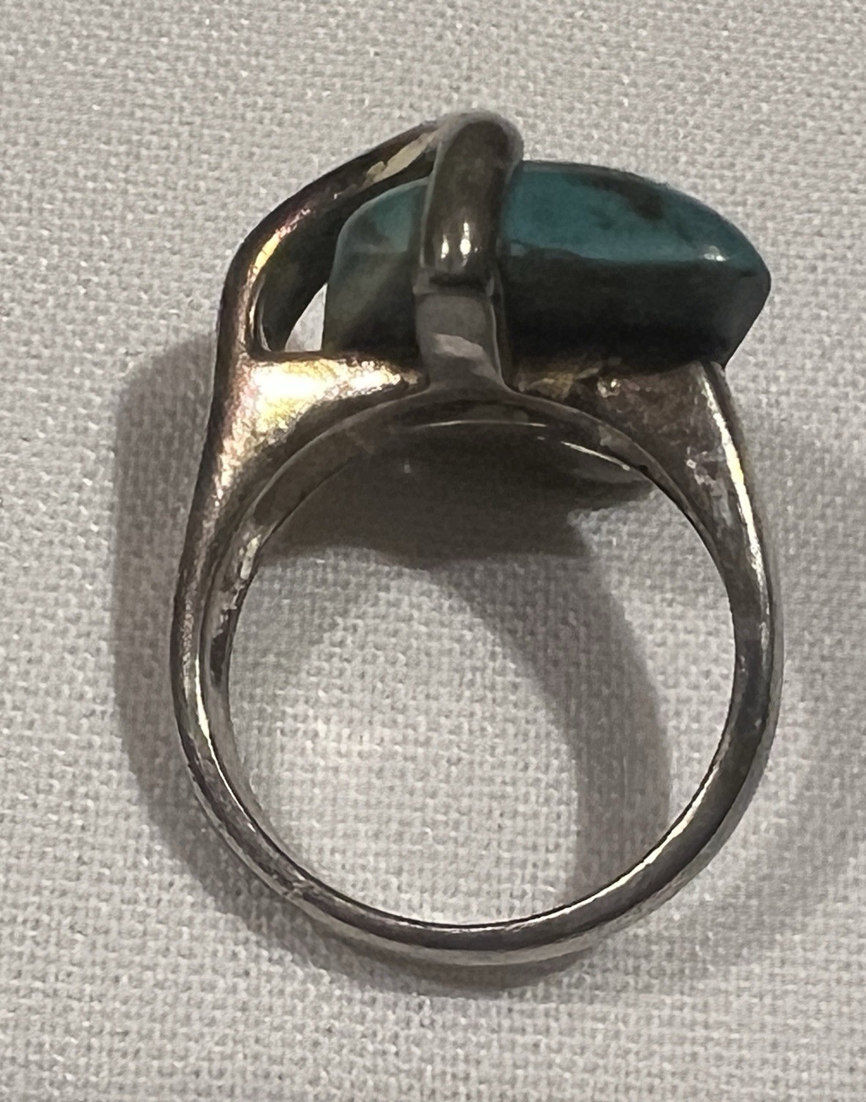 Vintage 925 Rectangular Turquoise Ring Size 8.25 - image 5