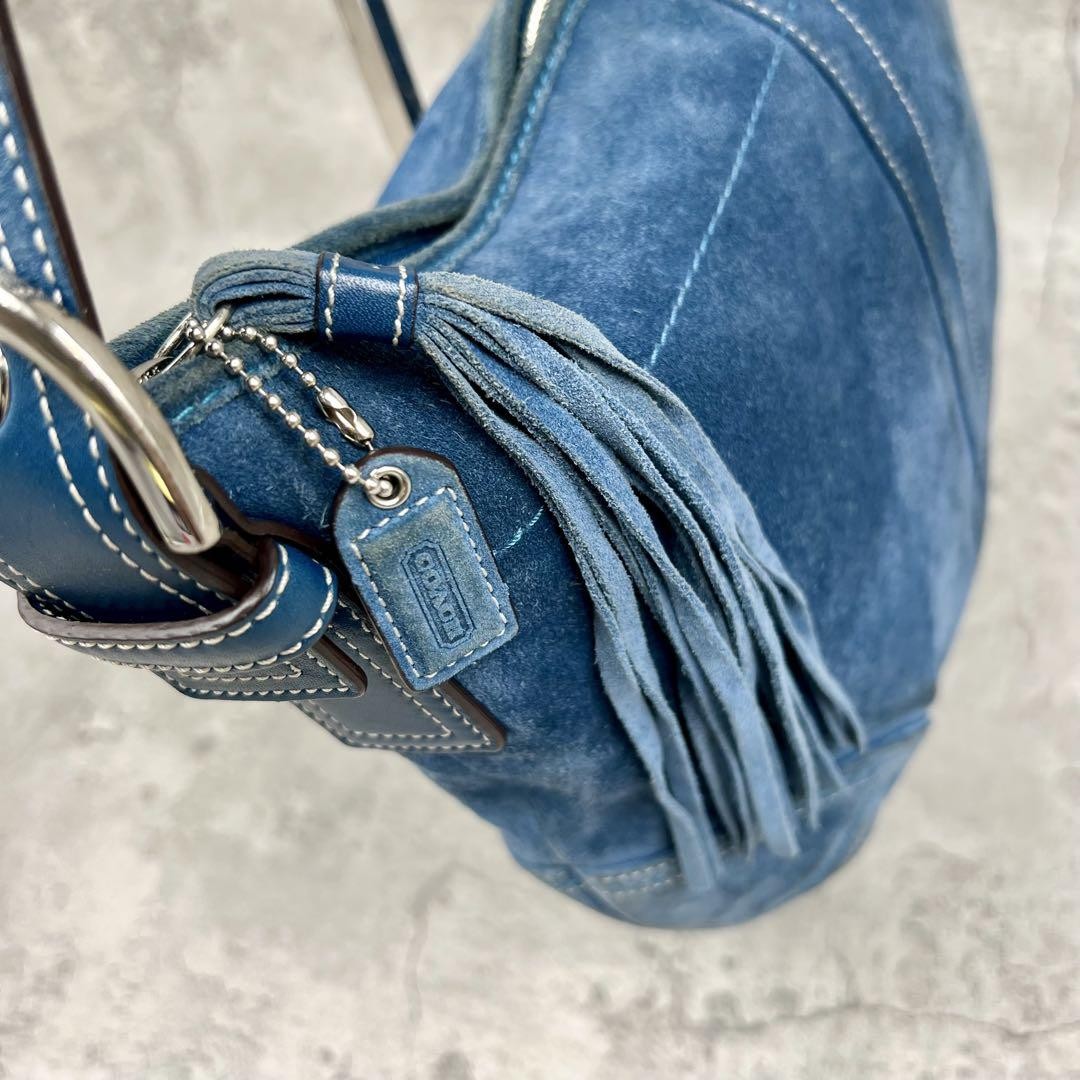 Coach Soho Shoulder Bag Suede Fringe Navy Blue | eBay