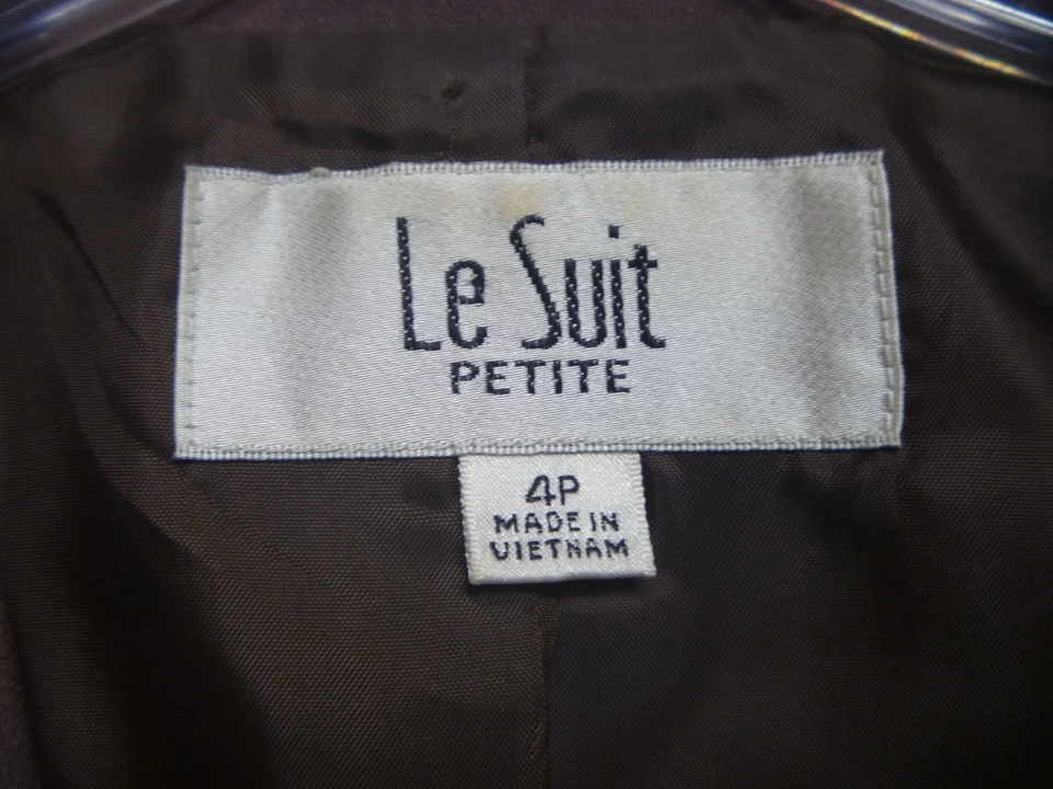 Le 西装裤子套装女式 4P 码娇小棕色细条纹 2 件套职业 — 第 4/4 张图片