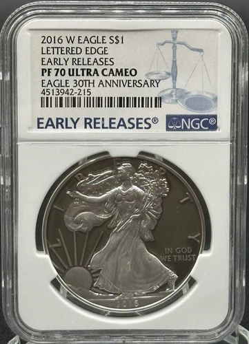 2016 1oz American Silver Eagle Lettered Edge PF 70 Ultra Cameo NGC ER *STL