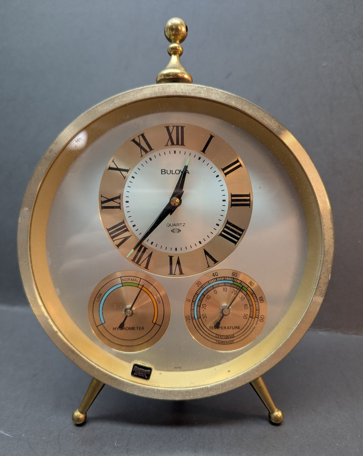 Vintage Bulova x DuPont Tabletop Quartz Weather Clock Barnett Bank Japan Mov