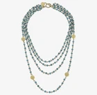 Susan Shaw Turquoise Linked Necklace 24K TPG Statement Jewelry New