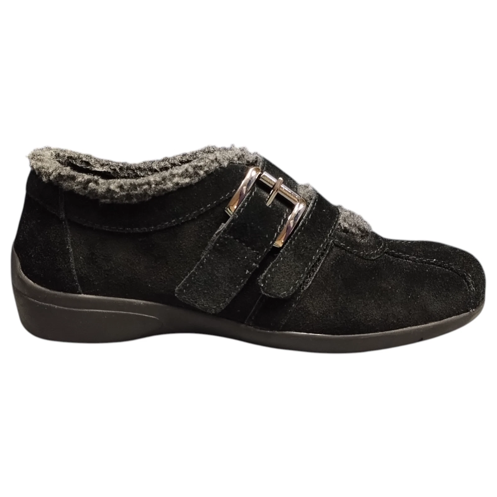 Easy Spirit Ivanbellas Casual Shoes Mens US 6M Black Faux Fur Lined Buckle Strap
