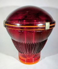 Rare VTG RUBY RED AMBERINA AVIATION BEACON GLOBE LENS  LIGHT-LARGE-UV GLOW! 7.5"