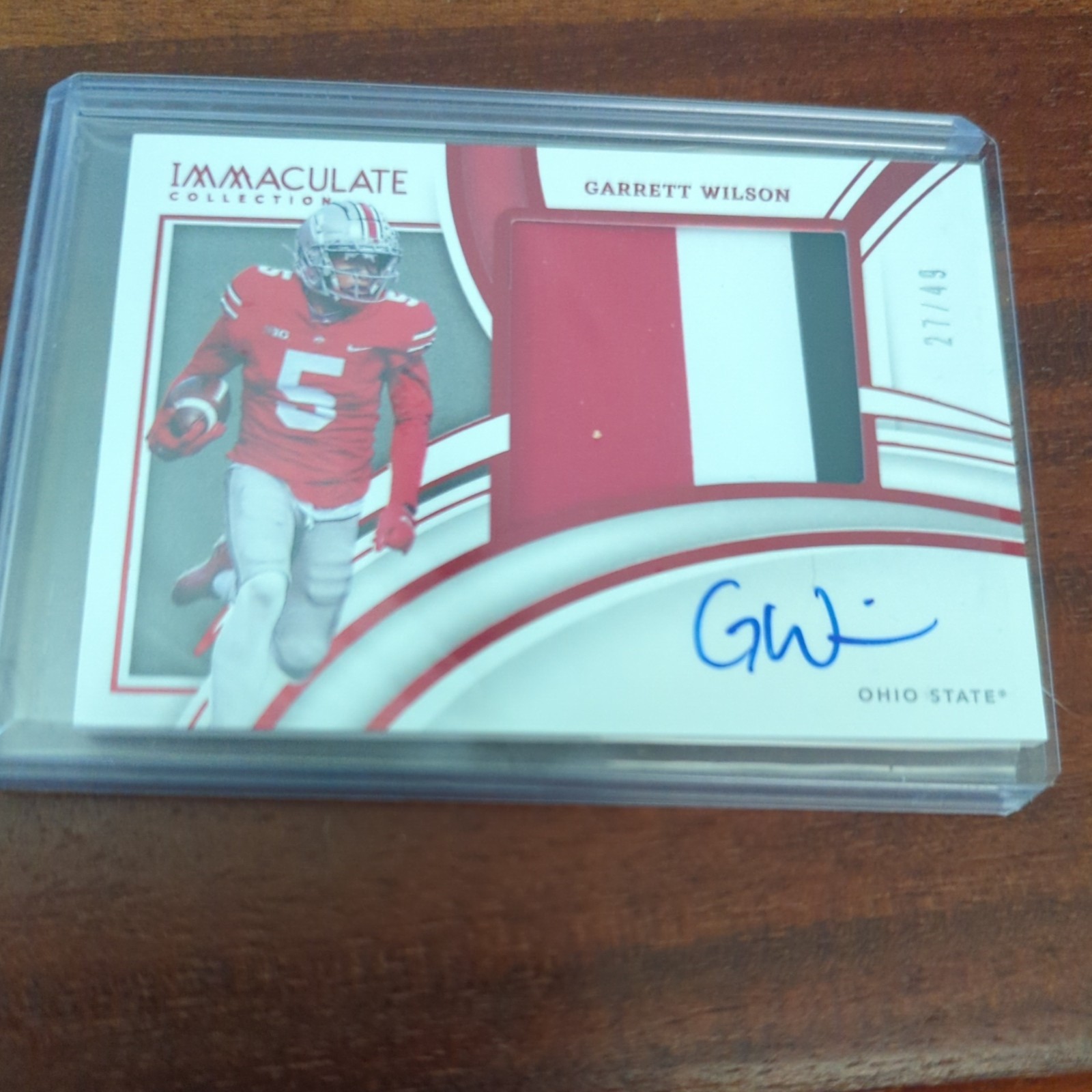 2022 Panini Immaculate- Patch Rookie Auto Garrett Wilson #PP20 Ruby /49( RC) view 1