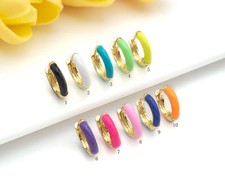 Everyday Wear Enamel Gold Hoop Earring, sku J309