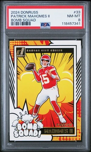 2024 PANINI DONRUSS BOMB SQUAD #33 PATRICK MAHOMES II PSA 8