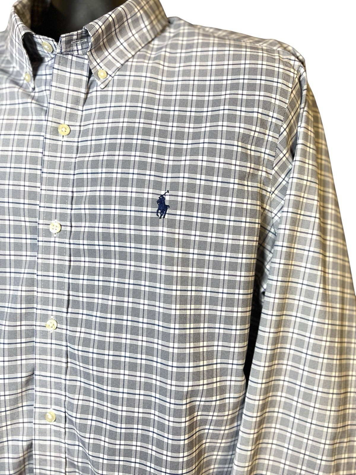 Polo Ralph Lauren vestibilità classica performance manica lunga camicia a quadri uomo XL pony