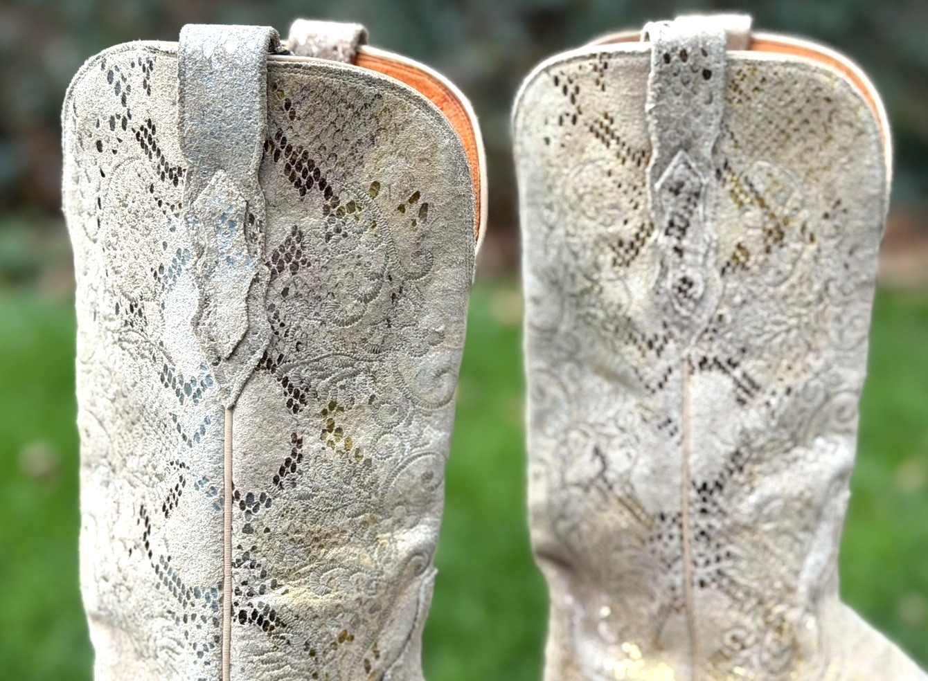 EUC Lucchese 8 B Suede Stone Python Snake Print W… - image 10