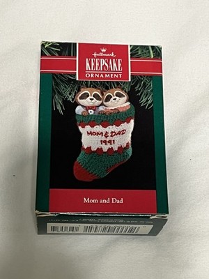 1991 Hallmark Keepsake Ornament - Mom And Dad - Racoon  Stocking