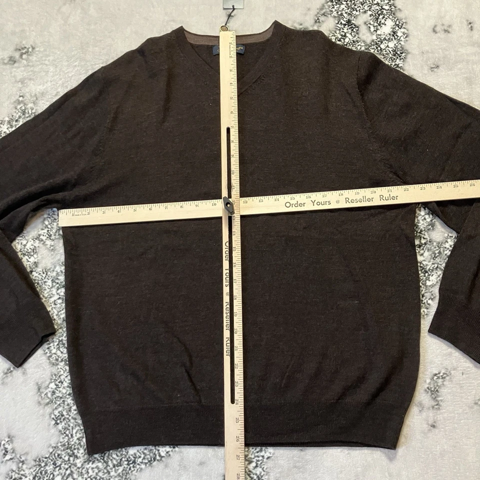 Suéter Garret Scott Para Hombre Talla Grande Marrón Lana Merino Extra Fina Manga Larga Foto 2 de 4