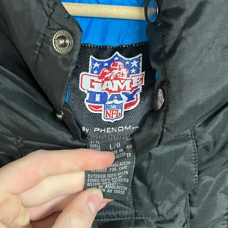 Винтажный 90-х Carolina Panthers NFL игры день пуловер Anorak куртка мужчин L черный синий - Изображение 4 из 4
