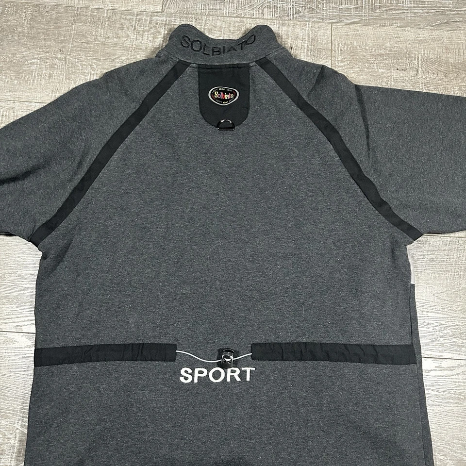 Pullover Solbiato Sport Cuarto Cremallera XL Gris Negro Rayas Ropa Técnica Hip Hop Foto 2 de 4