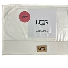 UGG IONA King Sheet Set in Bright White 100 Cotton Bedding NWT