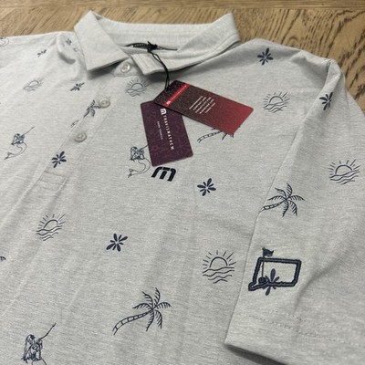 Travis Mathew Cove Dive Polo SIZE XXL Gray Navy Print 00132-MP-PO-B2