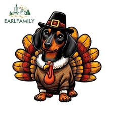 EARLFAMILY Dachshund Thanksgiving Dog Car Stickers Trunk Rearview Mirror Decals
