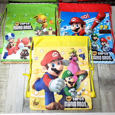 Nuevo Super Mario Bros Bolsa Mochila Gimnasio Bolsa Cordón Nintendo Lote Juego de 3 NUEVO