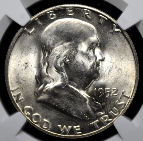 1952 S FRANKLIN HALF DOLLAR NGC MS 63 NICE SATINY WHITE LUSTER, SMOOTH AND