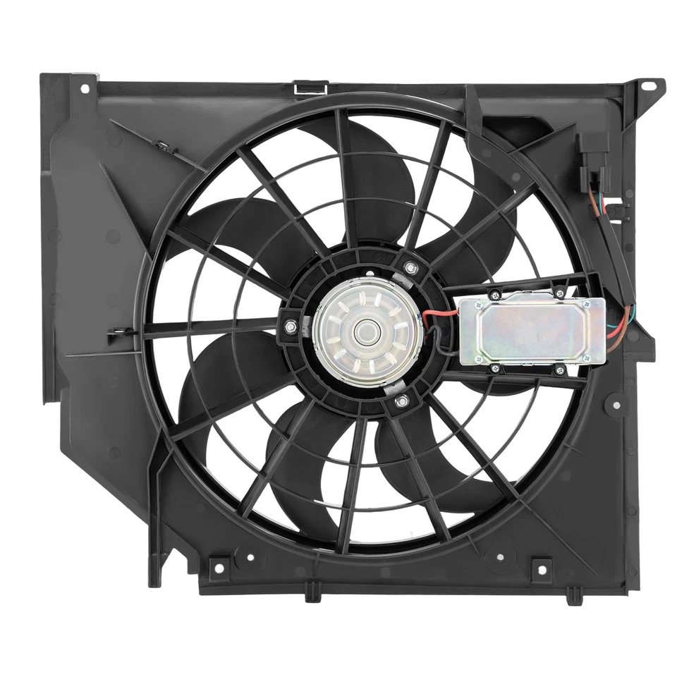 Conjunto de ventilador de refrigeración de radiador negro para BMW 325i 328i 330i 2000-2001 17117525508 Foto 4 de 4