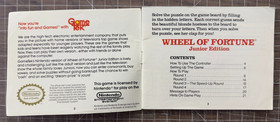 Wheel of Fortune Junior Instruction Manual NES Nintendo NES-WJ-USA Booklet