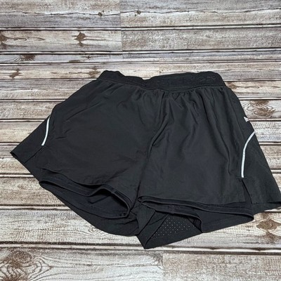 Fabletics Mens Perforated Run Short 5'' Black Reflective Silver Small NWT