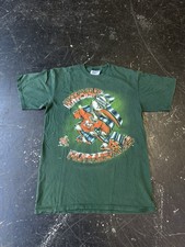 Vintage 90s Miami Hurricanes T-Shirt Sebastian Ibis UM Tee Green Big Chrome Logo