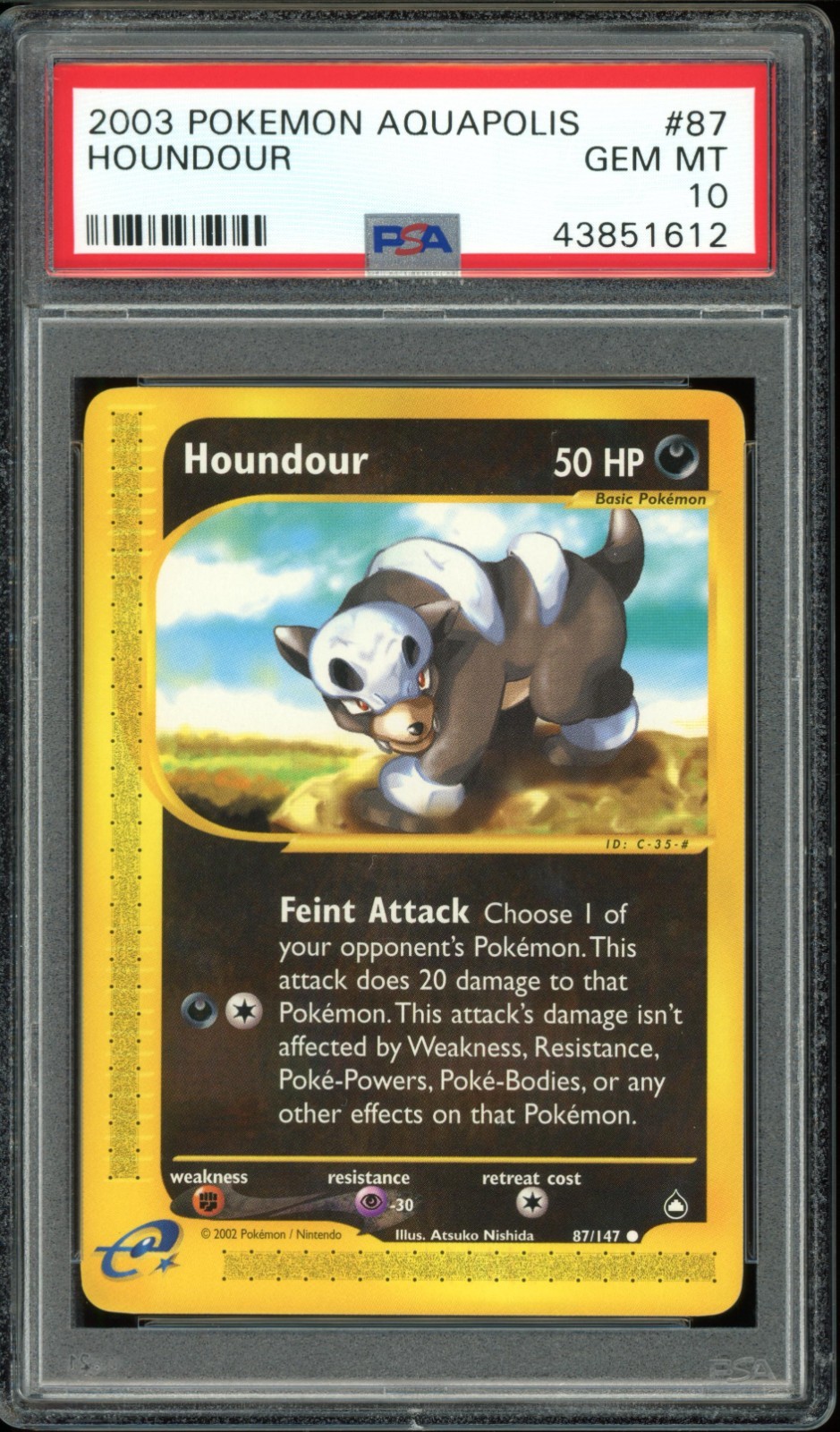 PSA 10 Gem Mint Houndour 87/147 e-Series Aquapolis 2003