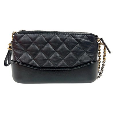 まるちゃん 様♡CHANEL ガブリエル　クラッチバッグ　マトラッセ ウール Chanel Gabrielle Chain Clutch A94505 Black Aged Calf Shoulder Bag