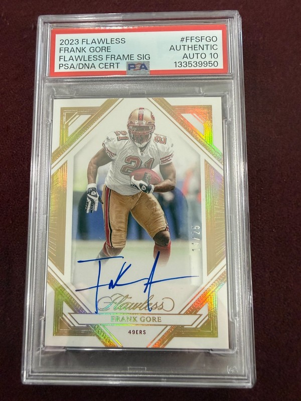 Frank Gore 2023 Flawless Flawless Frame Signature Gold 14/25 PSA 10 Auto Grade