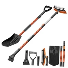 4-In-1 Snow Brush and Ice Scrapers for Car Windshield 55'' Extendable Snow 