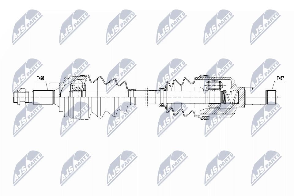 NTY Drive Shaft NPW-PE-119 For Citroën Opel Peugeot Front Axle Left